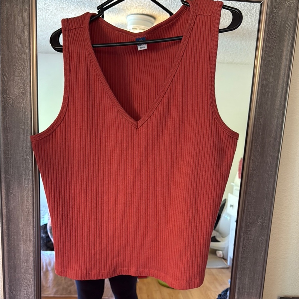 Old Navy Orange Ribbed Sleeveless Tank Top
